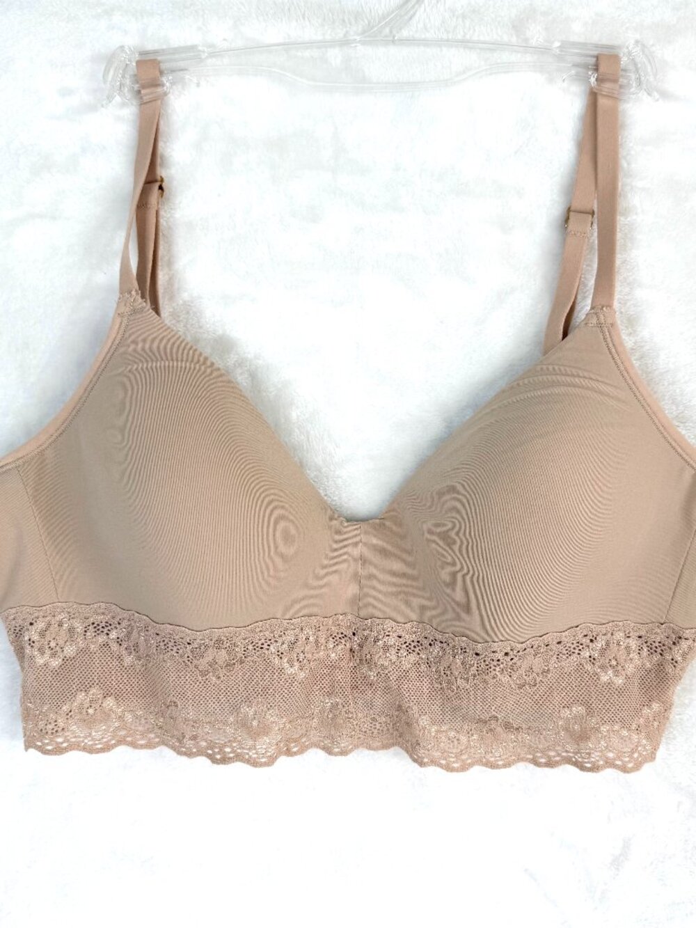 NATORI Bliss Perfection Contour Soft Cup Adjustable Lace Bra 32B Beige Mocha